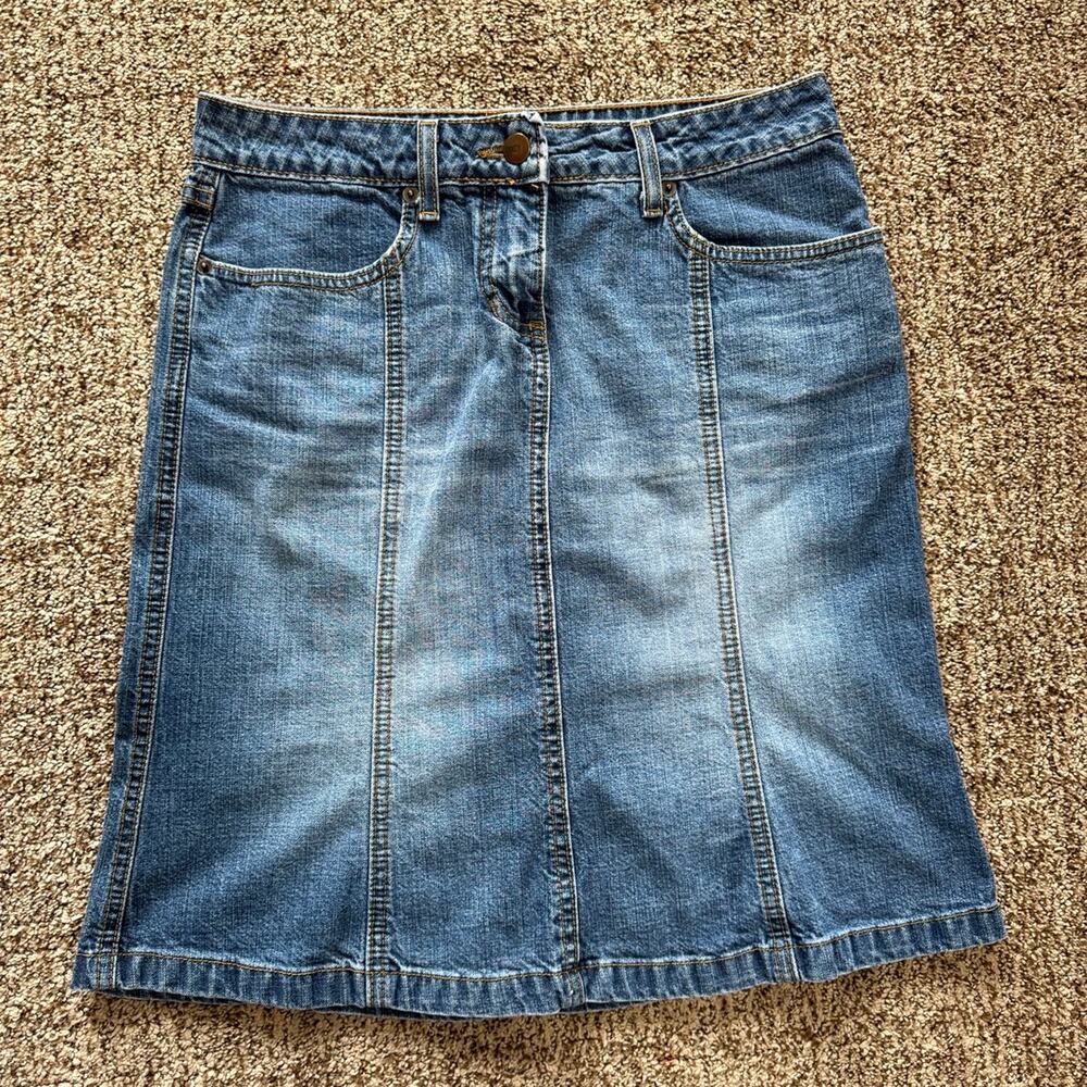 LAUNDRY by Shelli Segal Low Rise Denim Tulip knee length skirt size 4 Y2K